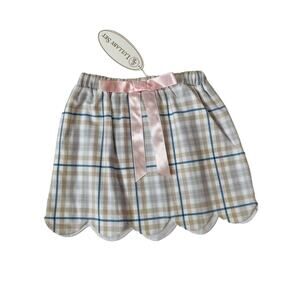NWT Lullaby Set Size 2T Plaid Robin Scalloped Skirt